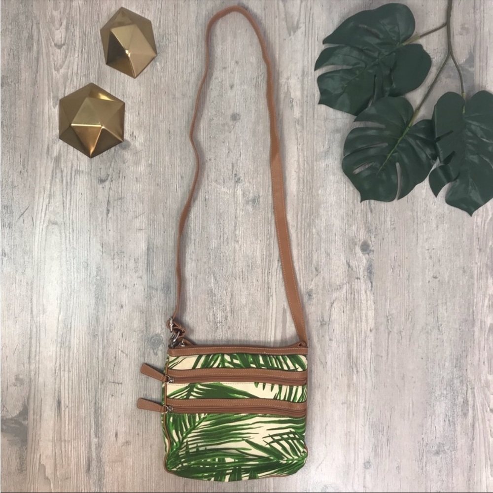 Croft & Barrow Tropical Green Leaf prong crossbody bag